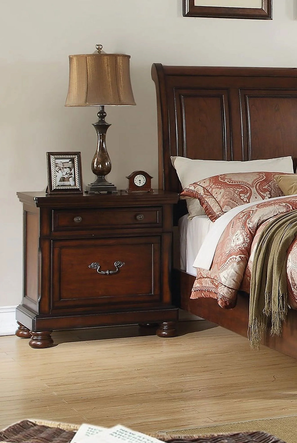 Cherry Finish 1pc Nightstand Bedside Table M248
