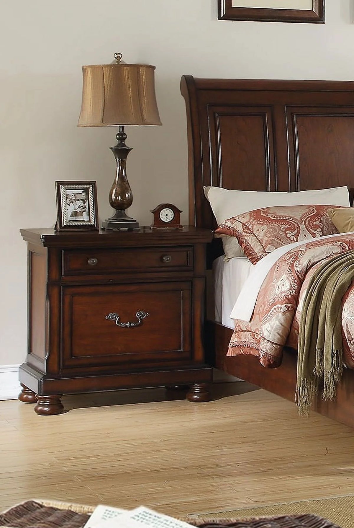 Cherry Finish 1pc Nightstand Bedside Table M248