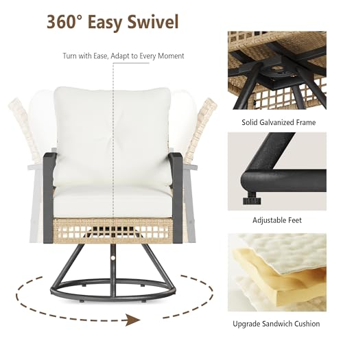 3 Piece Patio Rocking Chairs Set of 2 Beige G8228