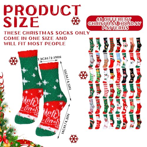 48 Pcs Christmas Fuzzy Socks Y10452