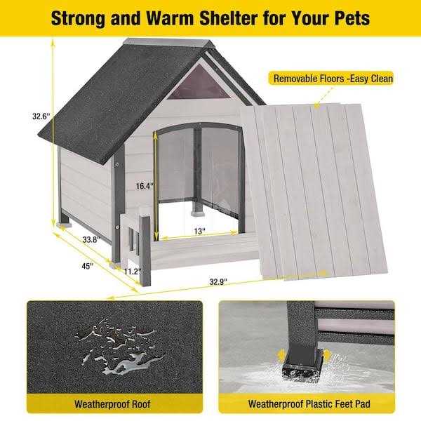 Outdoor Dog House with Porch Iron Frame B678