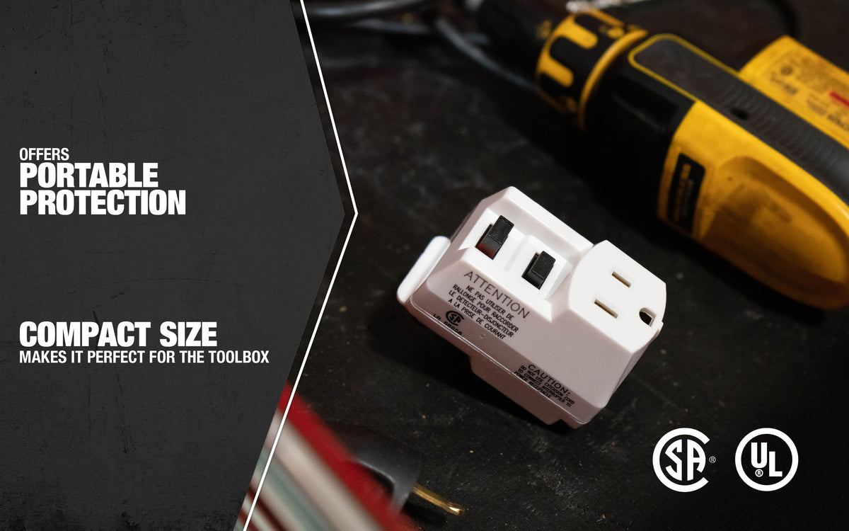 White GFCI Plug with Surge Protection Electrical Outlet H802