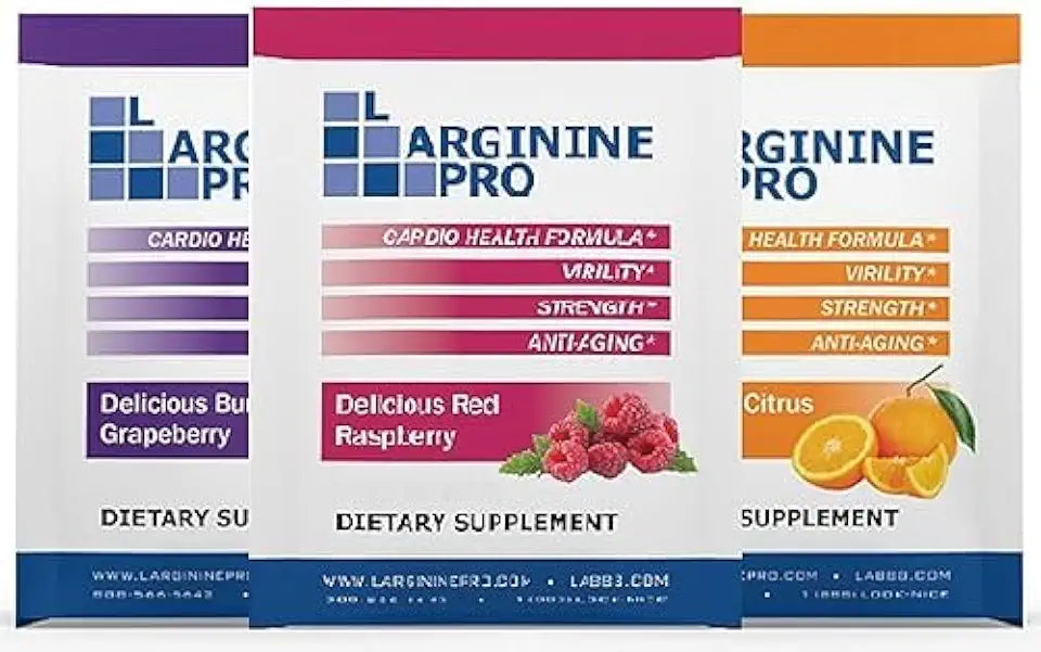 L-Arginine Pre-Workout Drink 90 Packets Orange Grape Raspberry L7617