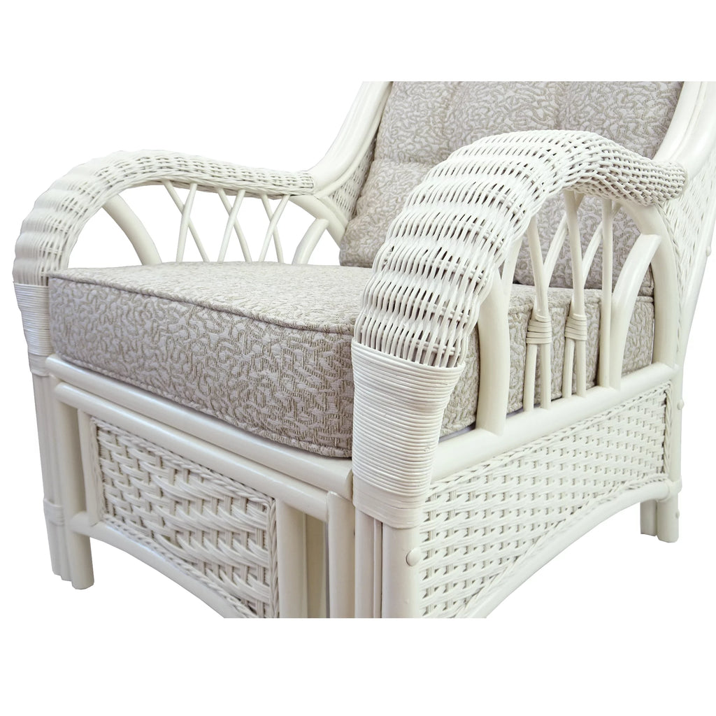 White Natural Rattan Wicker Armchair with Cushion H755