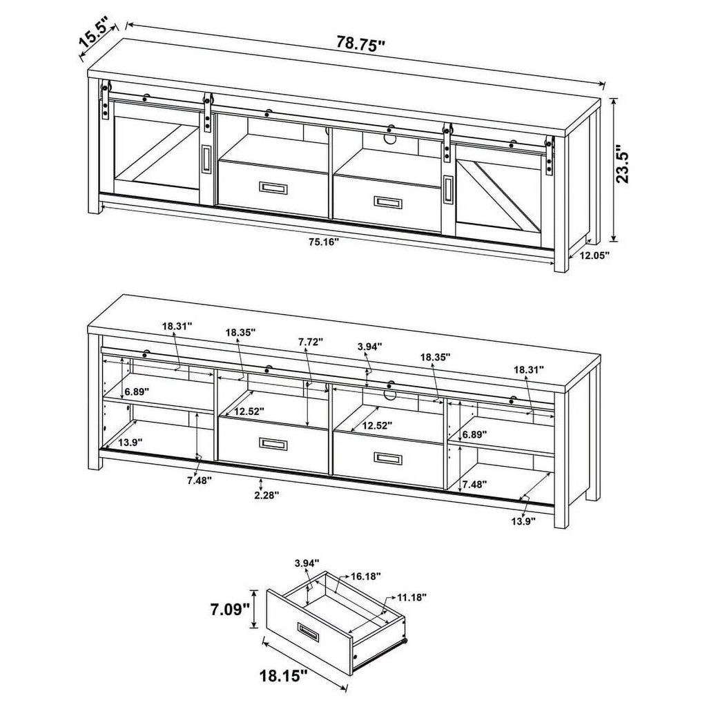 Rectangular TV Console with 2 Sliding Doors E6387