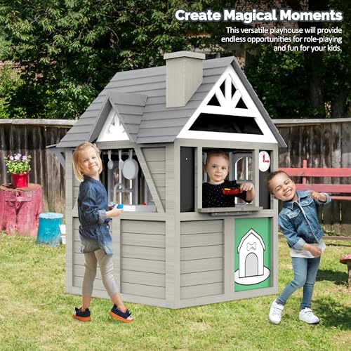 Kids Wooden Playhouse with Sink, Stove and Cookware D511