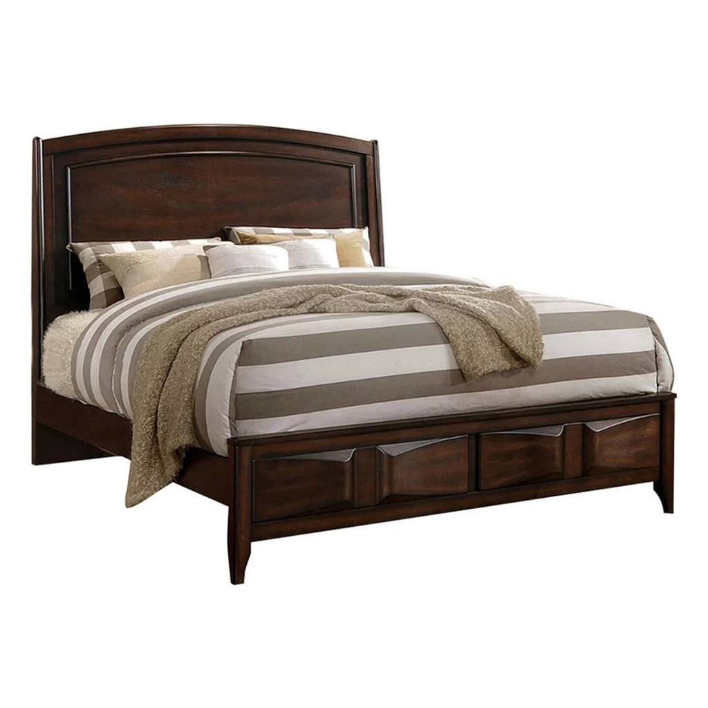 Oak Brown Wooden C.King Bed with 3D Design C96297