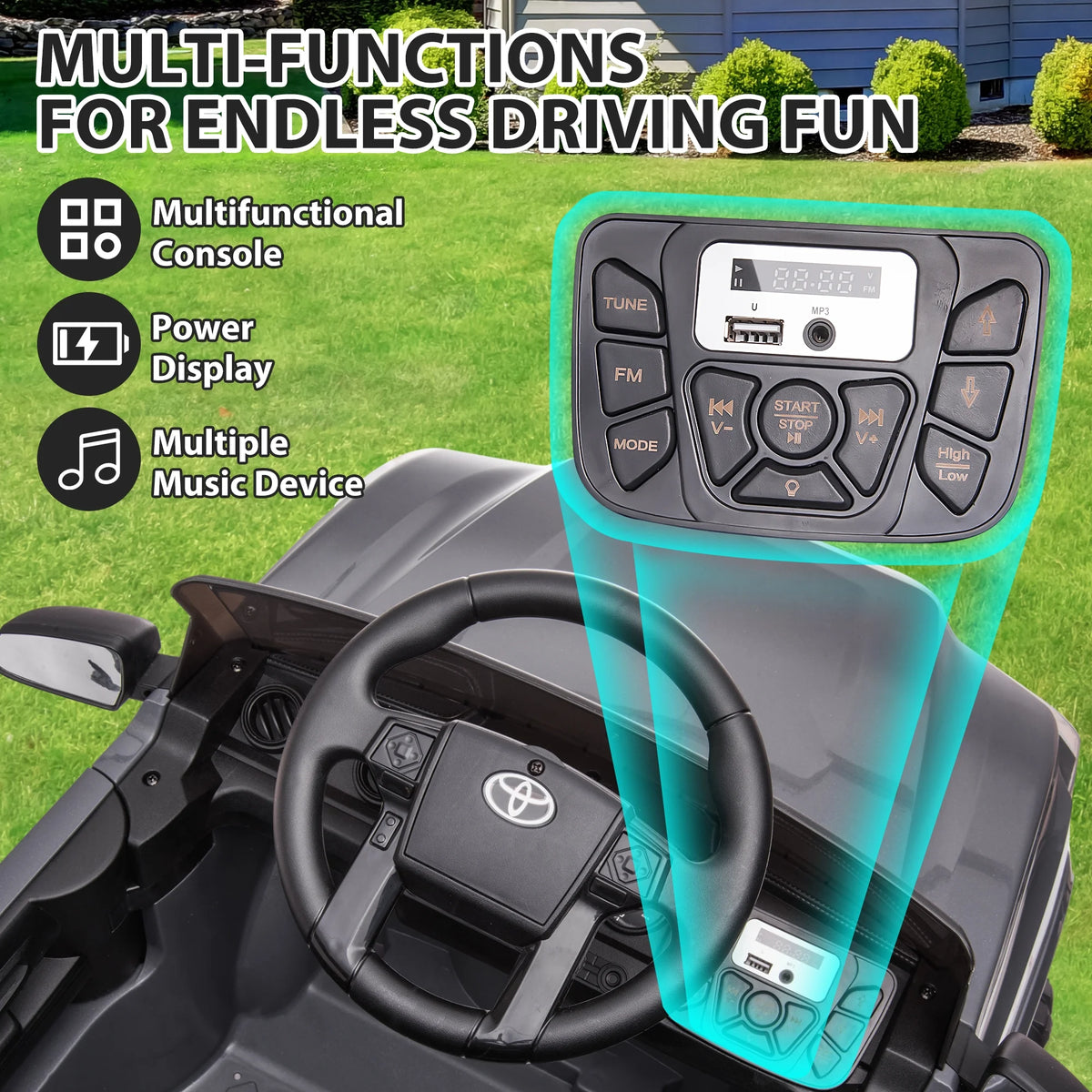 12V Battery Powered Ride on Truck with Remote Control, Gray I920377