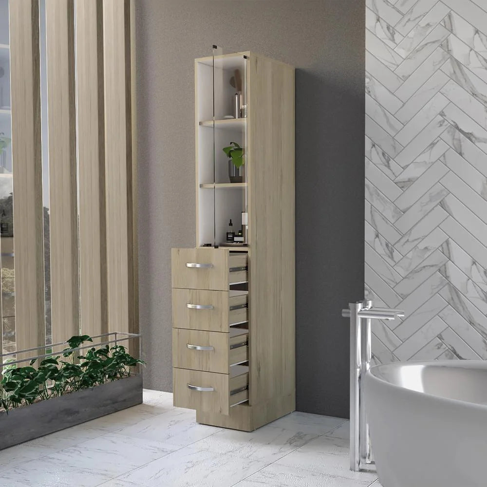 Light Pine White Linen Cabinet S267