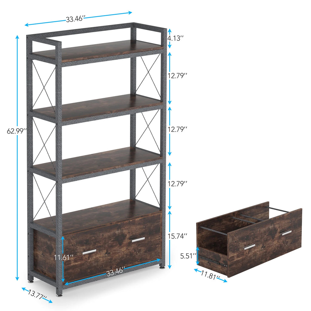 File Cabinet with Drawer and Open Storage Shelves W7782