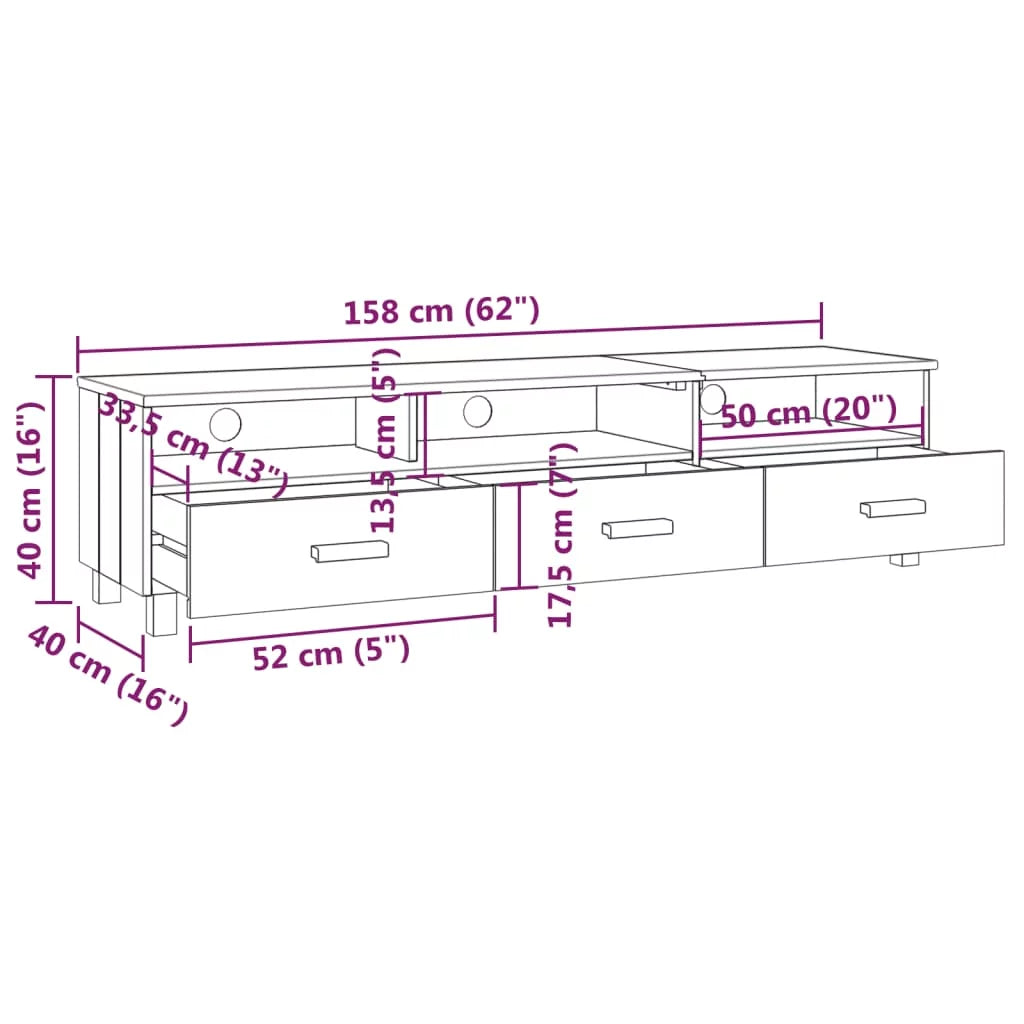 Honey Brown Solid Wood Pine TV Stand U56465