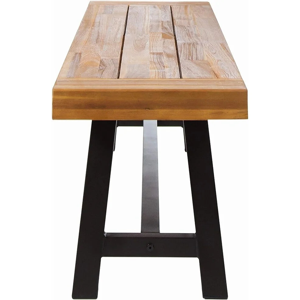 Acacia Wood and Metal Bench B10890