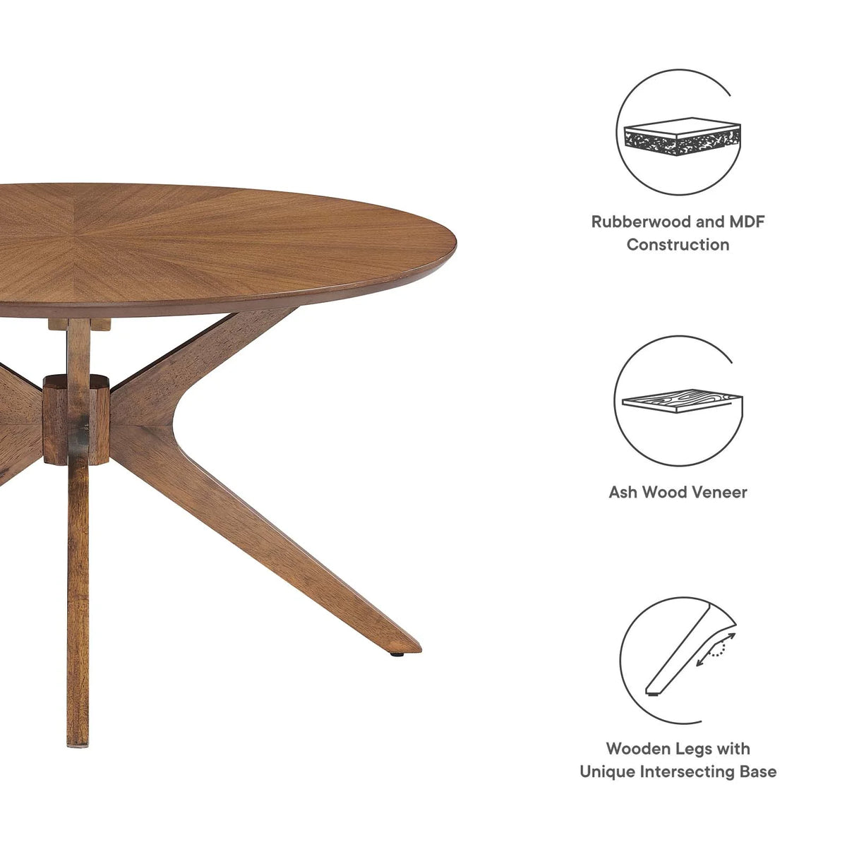 Round Wood Coffee Table in Walnut B769