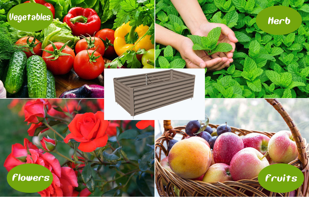 Galvanized Steel Raised Garden Bed 6x3x2 ft Brown K596879