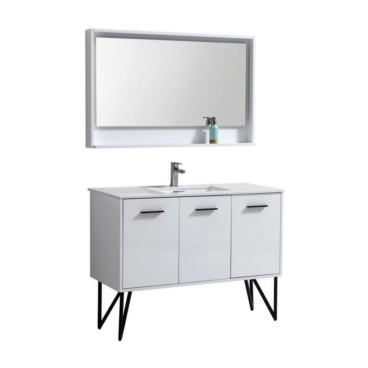 48 in. High Gloss White Bathroom Vanity with Mirror E199
