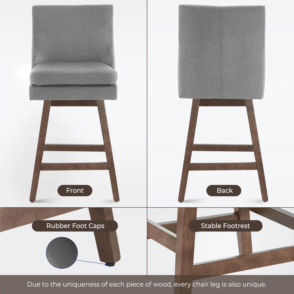 Light Gray Upholstered Swivel Bar Stools Set of 2 F99765