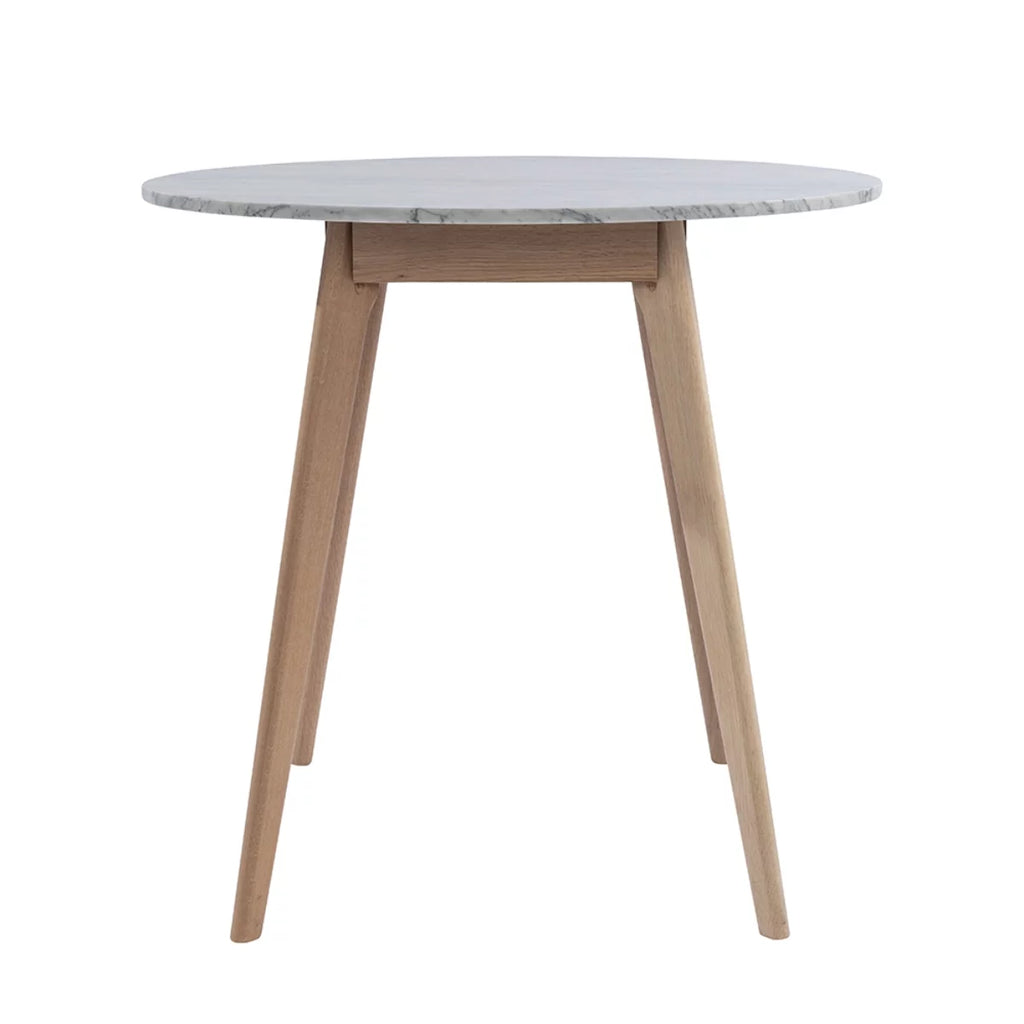White and Beige Round Marble Dining Table V4680