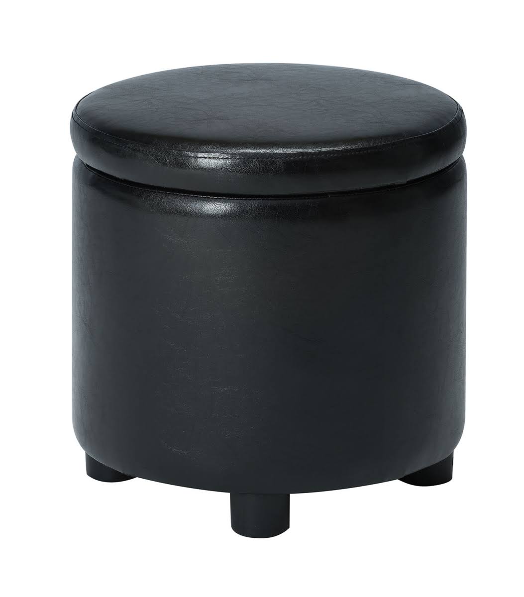 Black Round Accent Storage Ottoman G3516