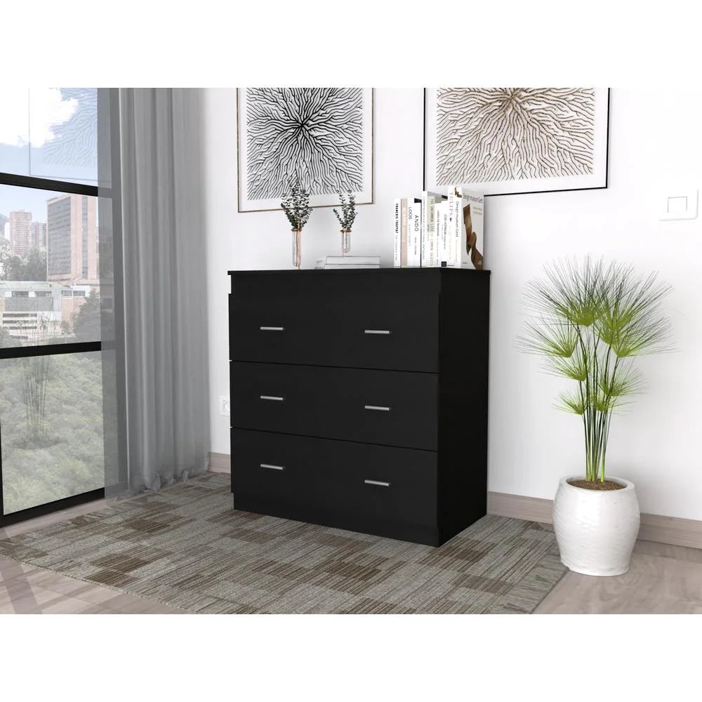 Black 3-Drawer Wood Dresser B816