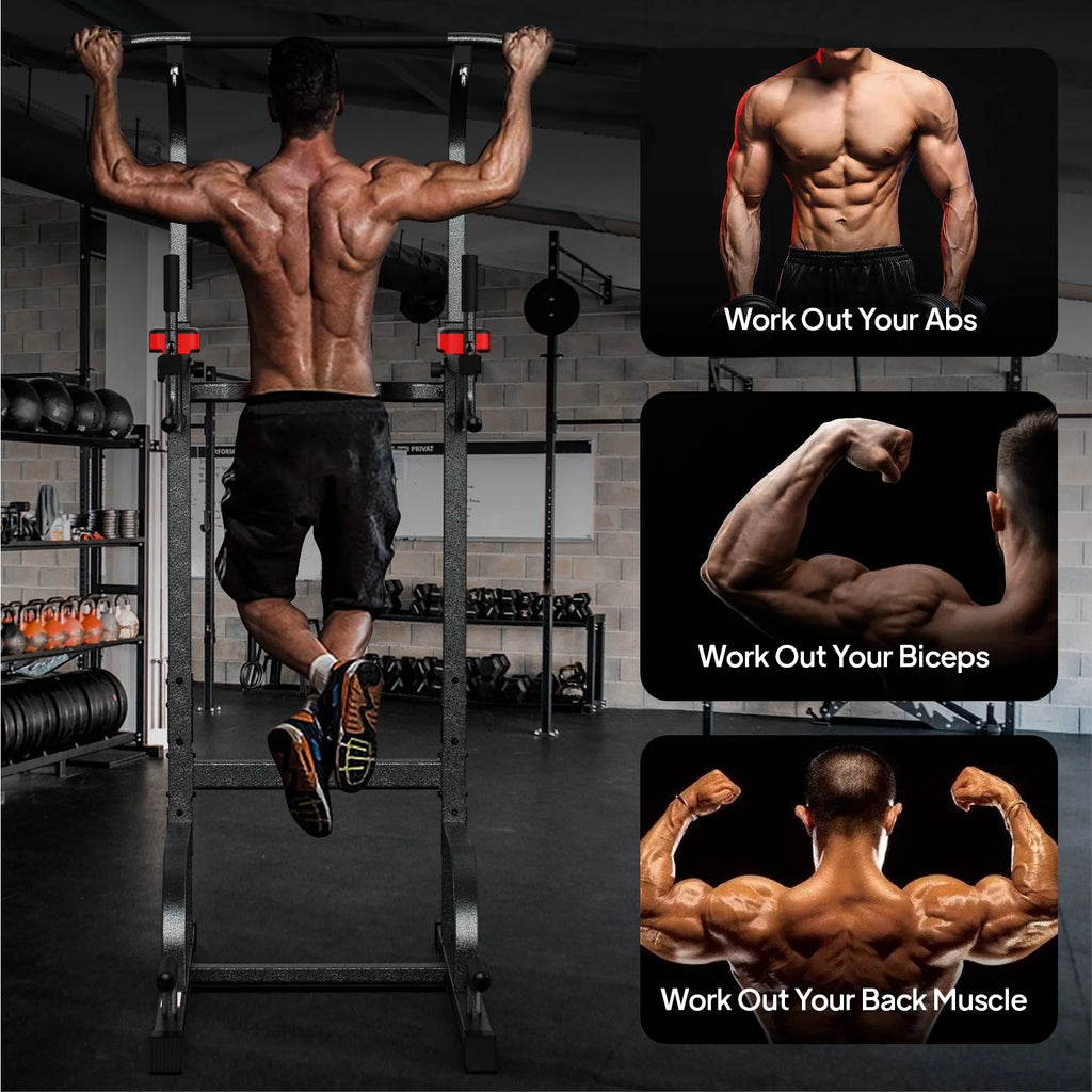 Multifunction Power Tower Dip Station Pull up Bar Power Rack 480lbs N637
