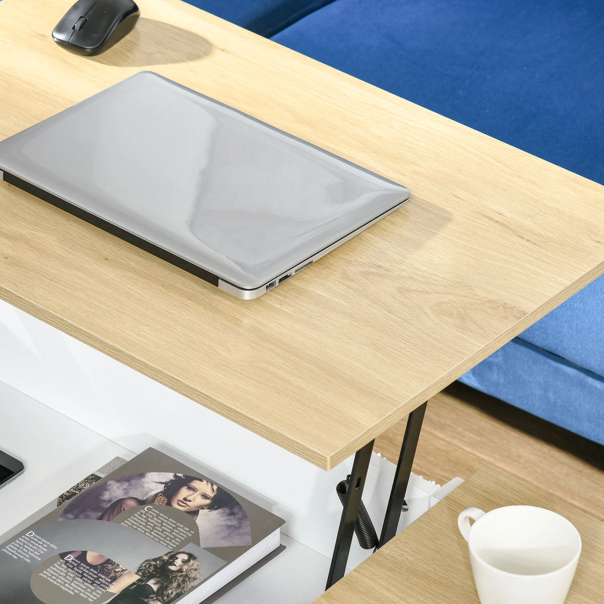 Oak Lift-up Coffee Table with Hidden Storage C457981