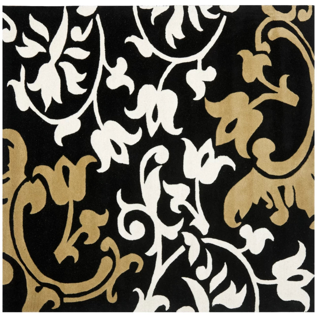 Black Multi 6' x 6' Square Wool Area Rug G1684