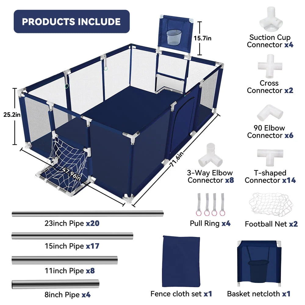 71x48inch Large Gray Baby Playpen F320170