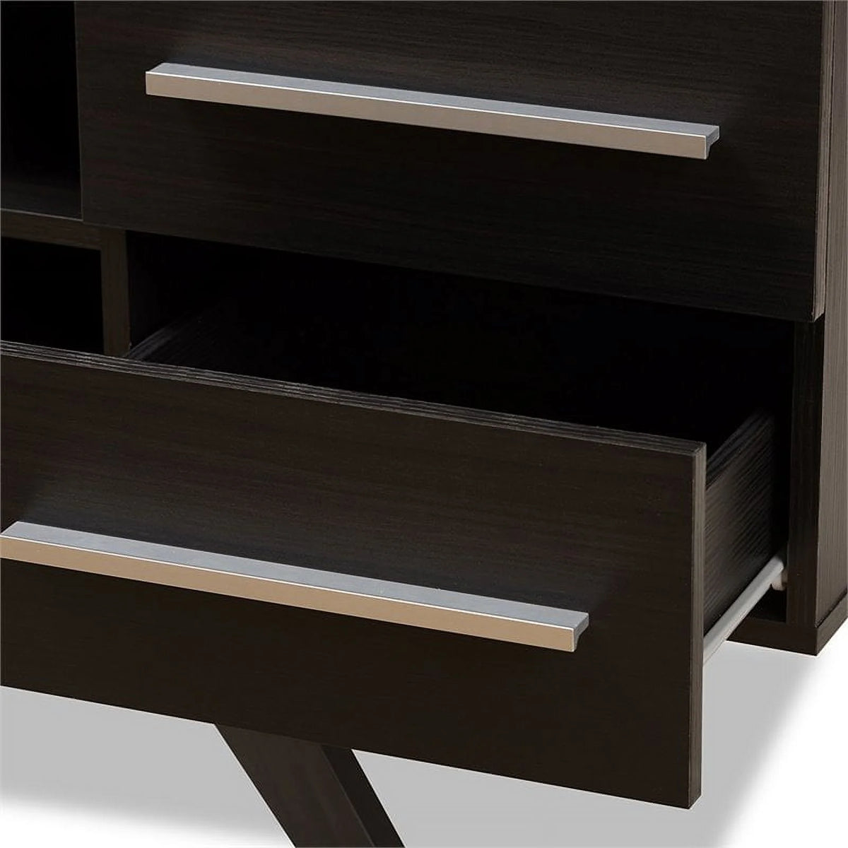60" Mid-Century Modern TV Stand Console Entertainment Center in Dark Brown J59983