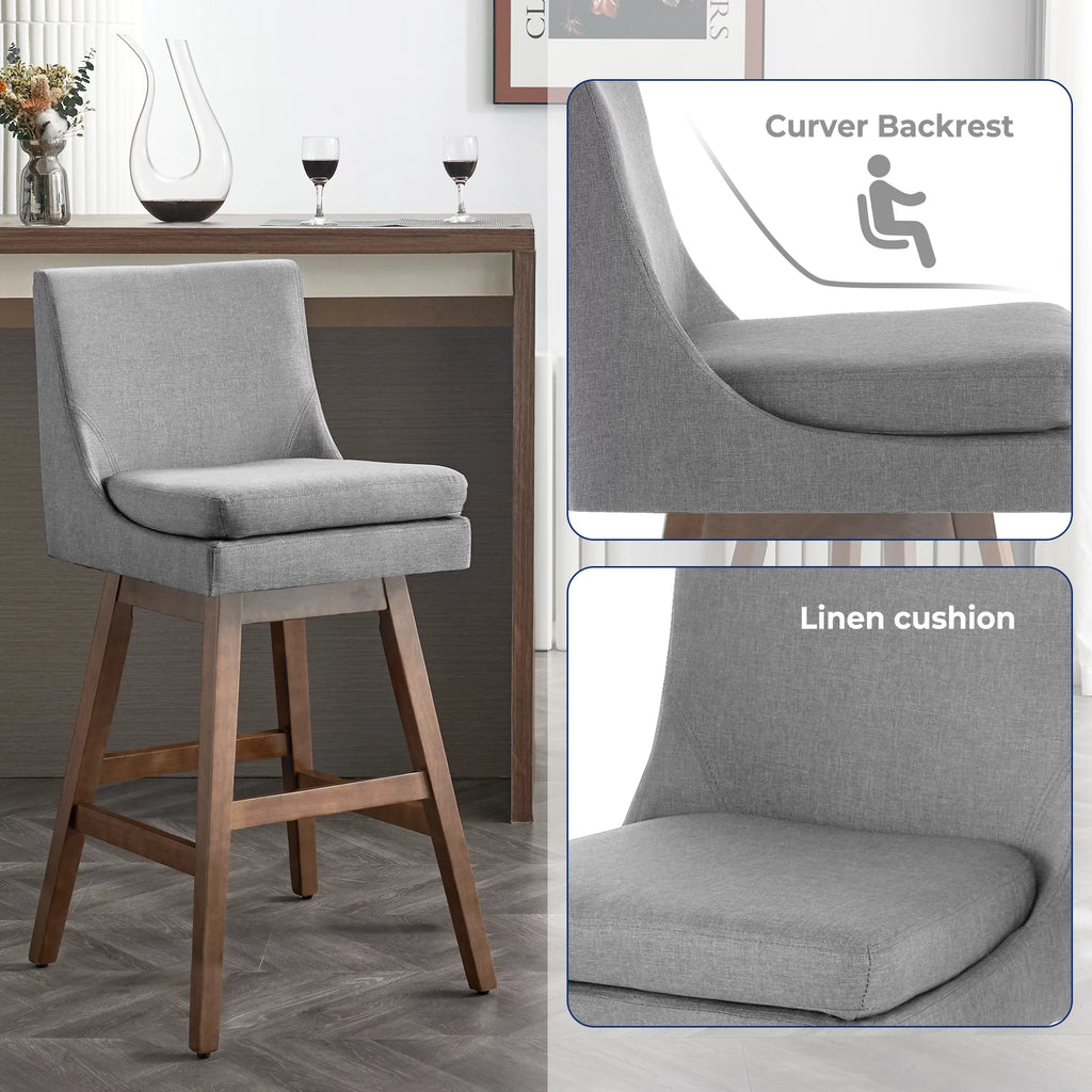 Light Gray Upholstered Swivel Bar Stools Set of 2 F99765