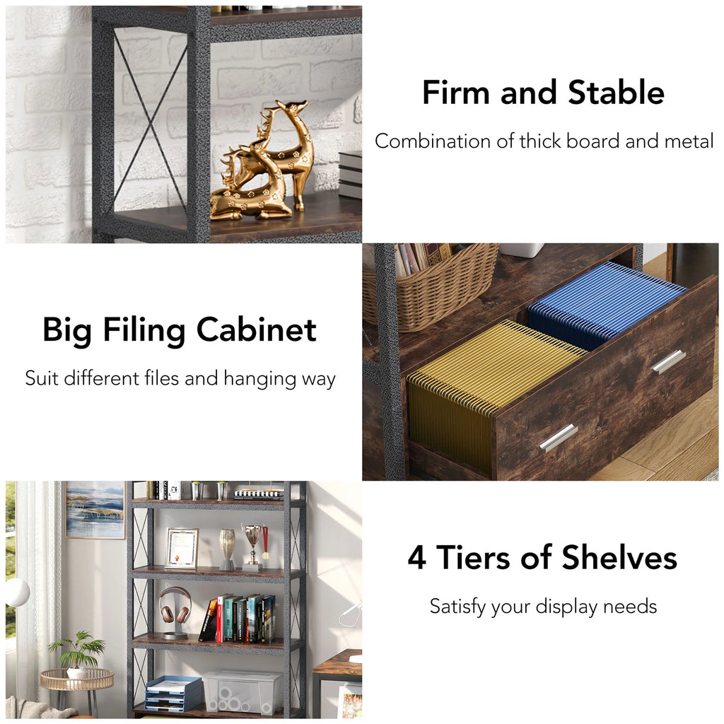File Cabinet with Drawer and Open Storage Shelves W7782