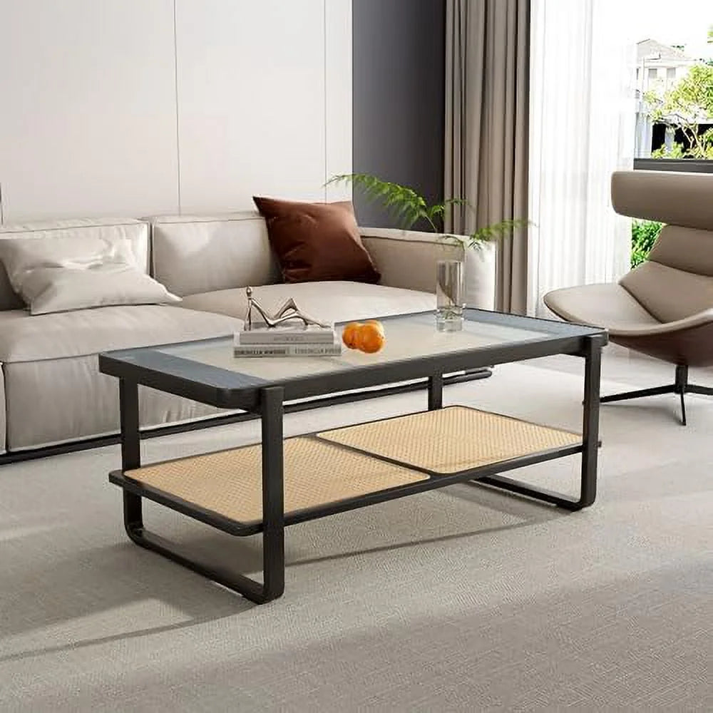Natural Wood Rattan Coffee Table L409