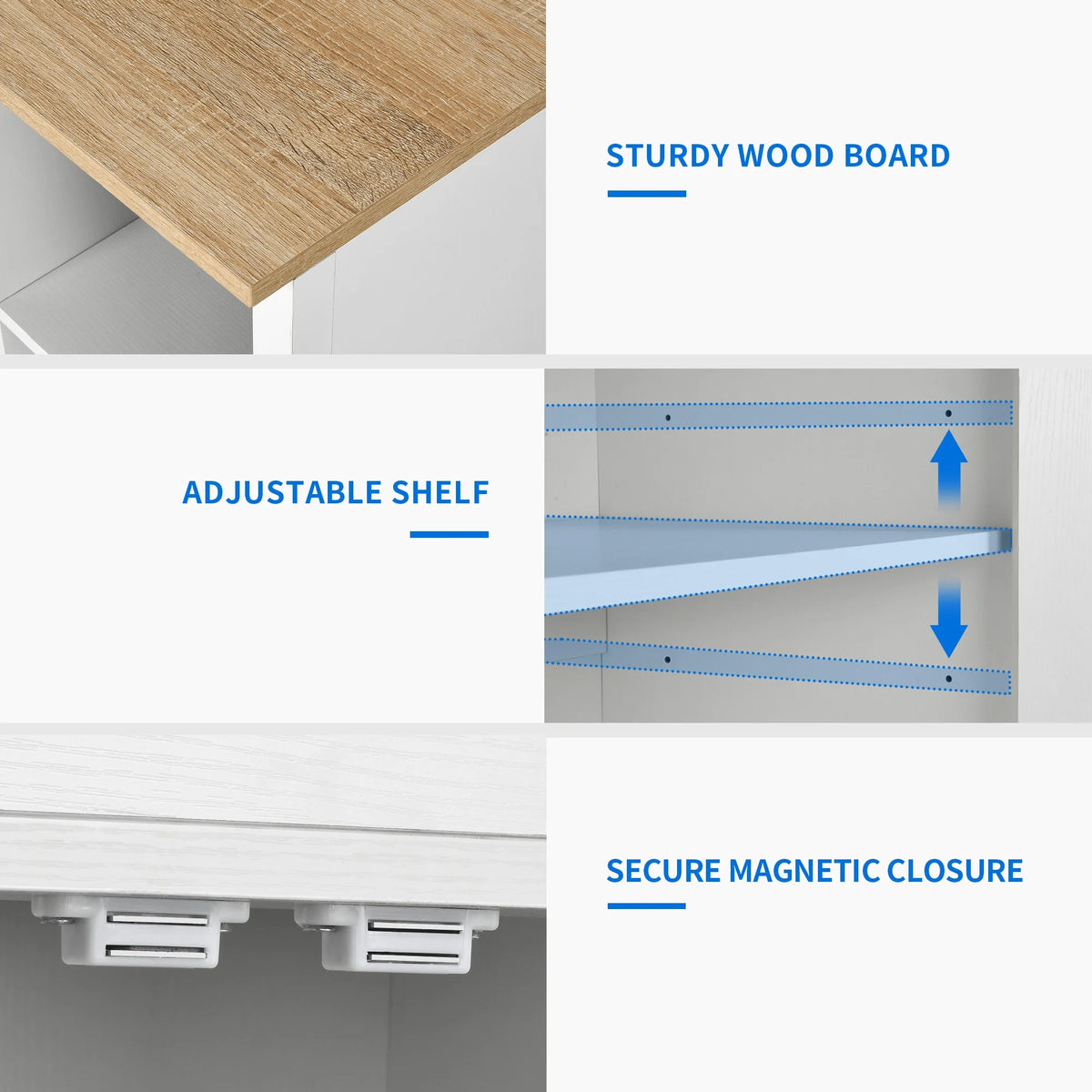 37" White Kitchen Island Cart with Storage Cabinet and Drawer Z969