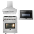 30 Dual Fuel Range, Range Hood, Microwave Drawer Appliance Package J5587