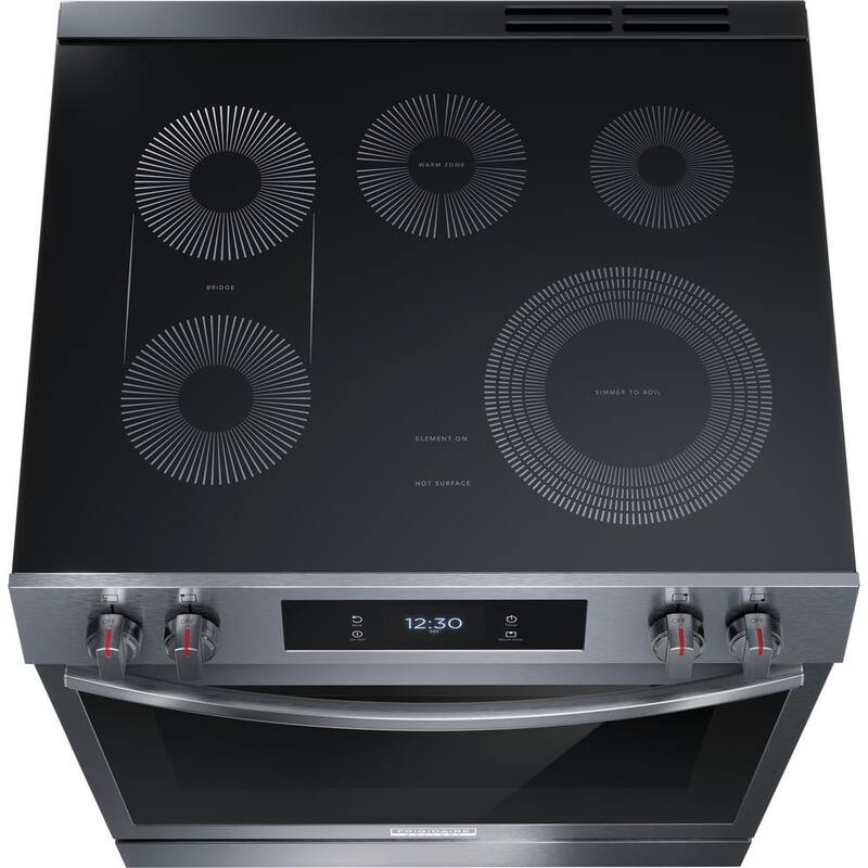 30 in. 6.2 cu. ft. 5 Element Slide-In Electric Range with Convection and Air Fry in Black Stainless Steel F2880