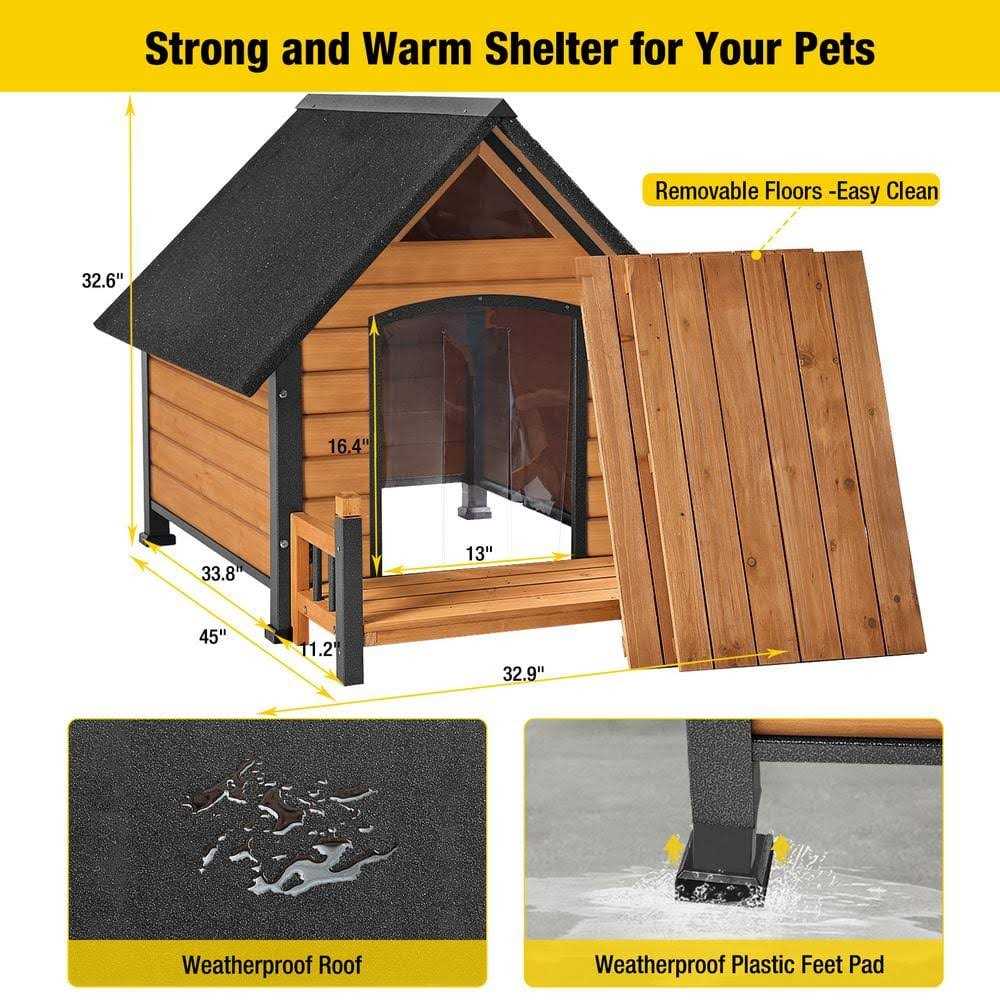 Outdoor Dog House with Porch Iron Frame E5948