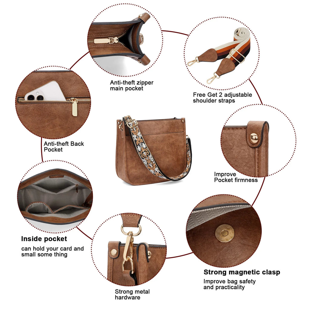 Leather Crossbody Bag and Wallet Set N1717