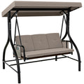 3 Person Patio Swing Chair with Adjustable Canopy and Removable Cushion W833