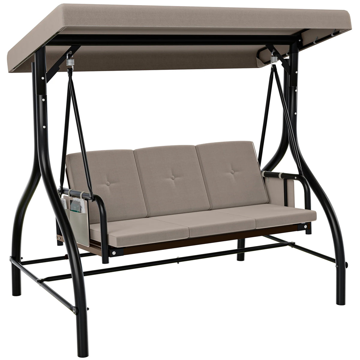 3 Person Patio Swing Chair with Adjustable Canopy and Removable Cushion W833