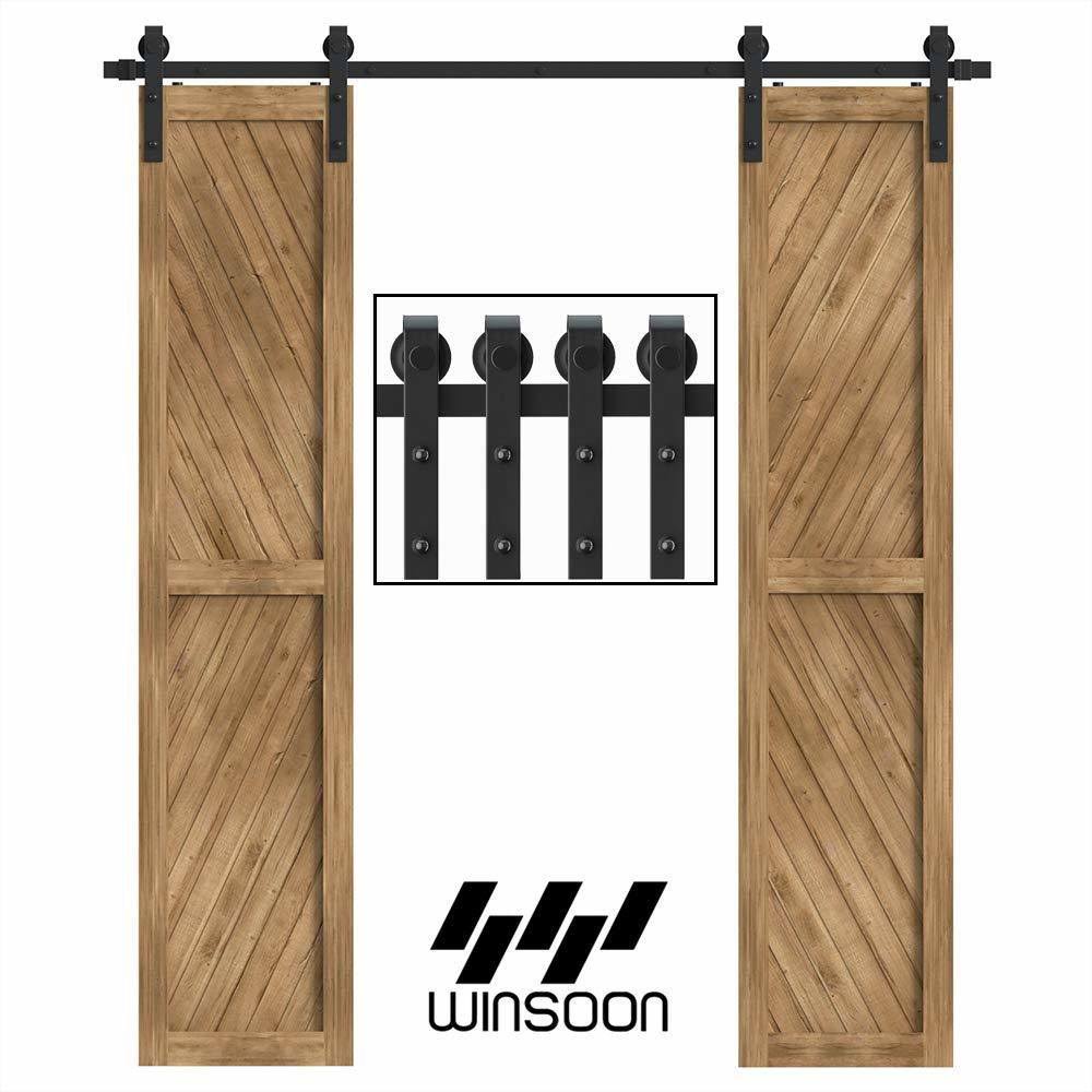 Sliding Barn Wood Door Hardware Kit Black 6ft V2958