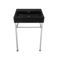 24" Matte Black Ceramic Console Sink with Chrome Legs W101