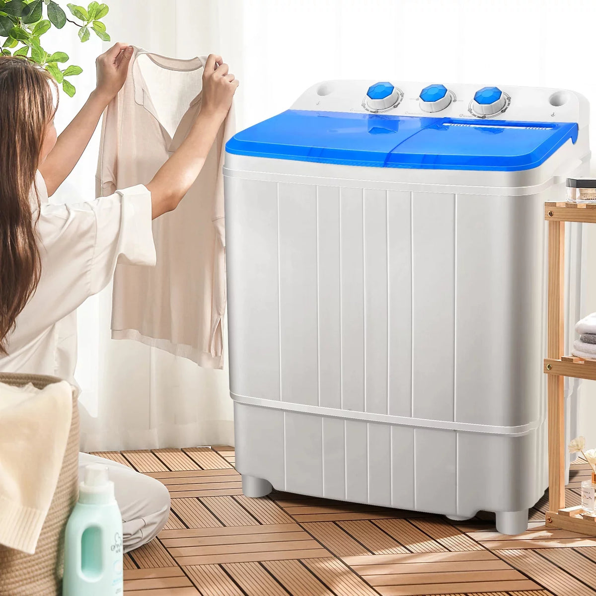 Portable 17.6lbs Twin Tub Washing Machine Y65721