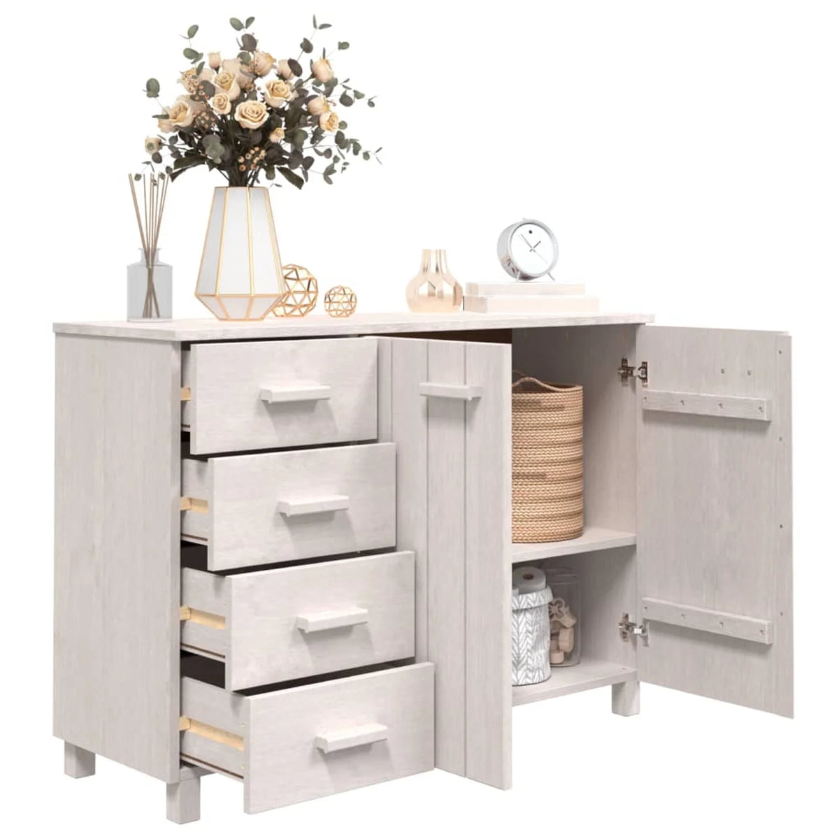White Solid Wood Pine Sideboard Y46232