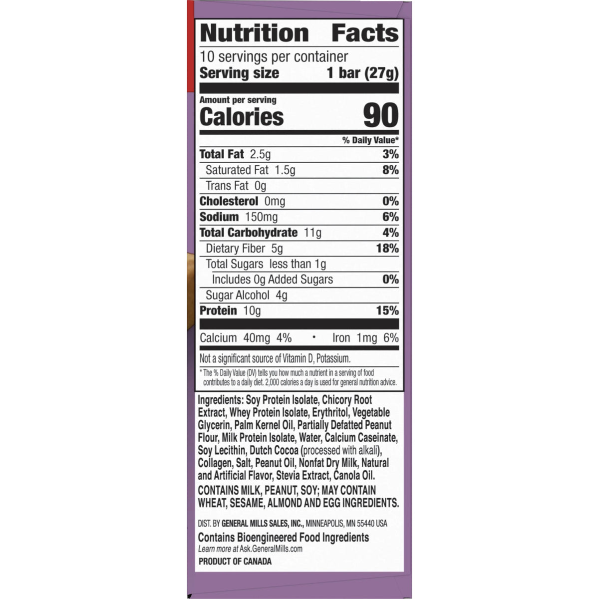 Peanut Butter Chocolate Protein Bars 10 ct Z58153