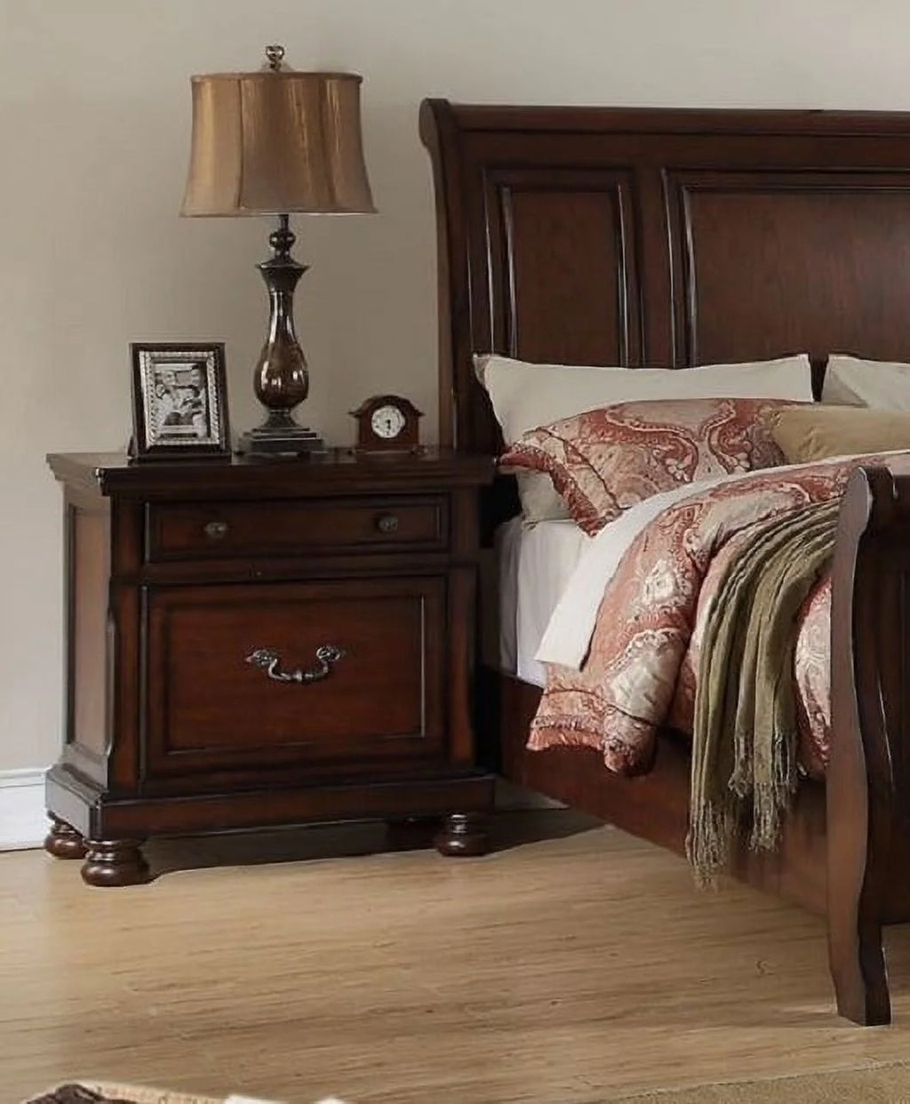 Cherry Finish 1pc Nightstand Bedside Table M248