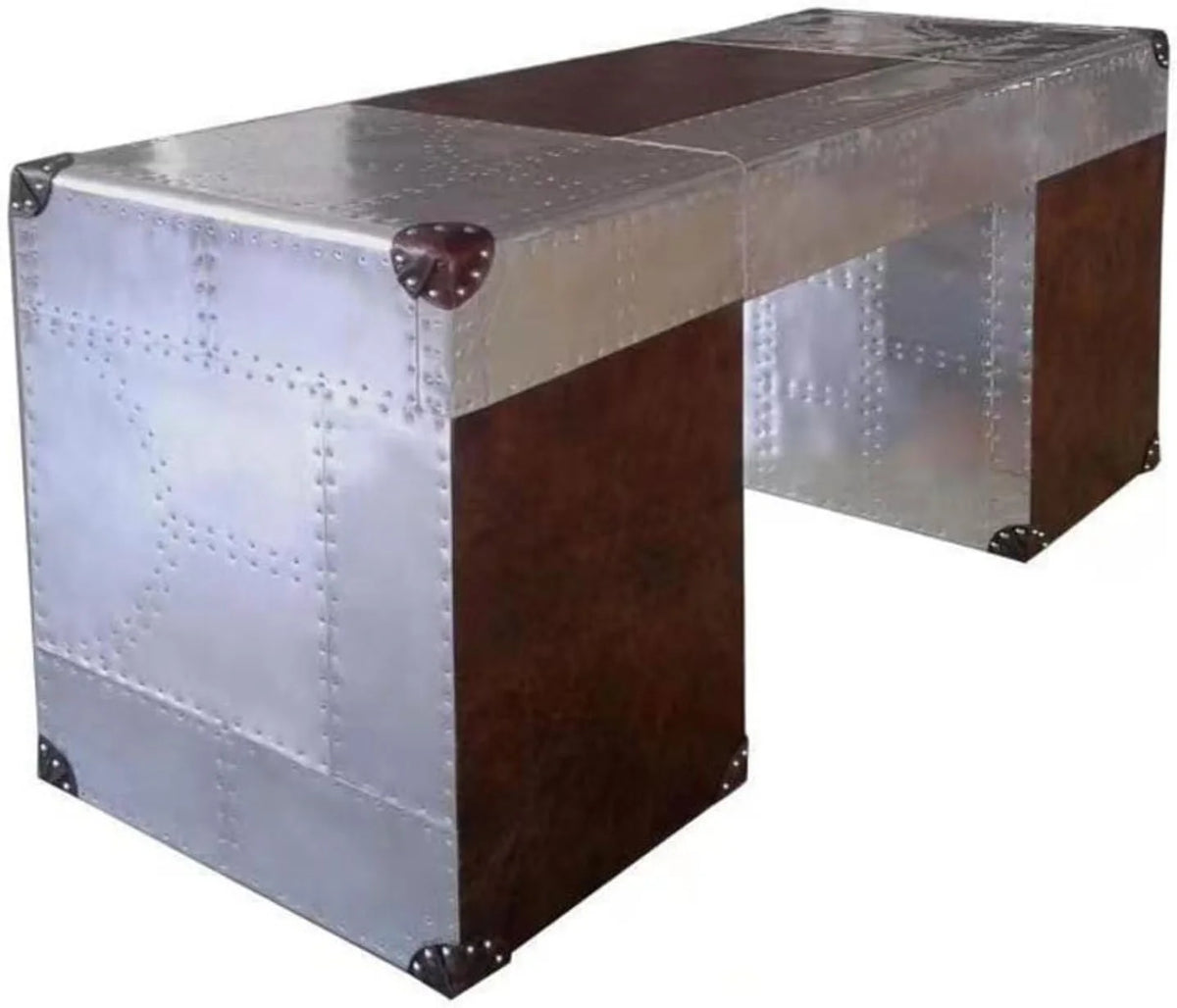 Aluminum Desk with Leather Drawer Q2746