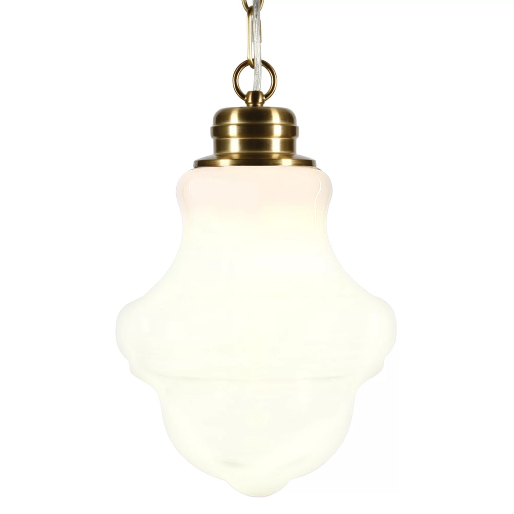 1-Light Brass Pendant with Milk White Glass Shade D118