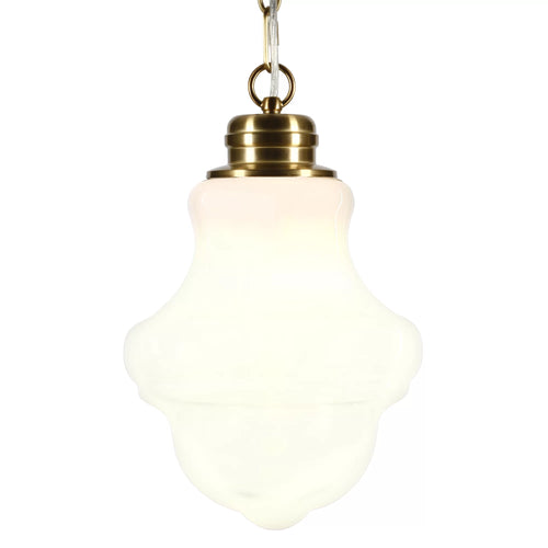 1-Light Brass Pendant with Milk White Glass Shade D118