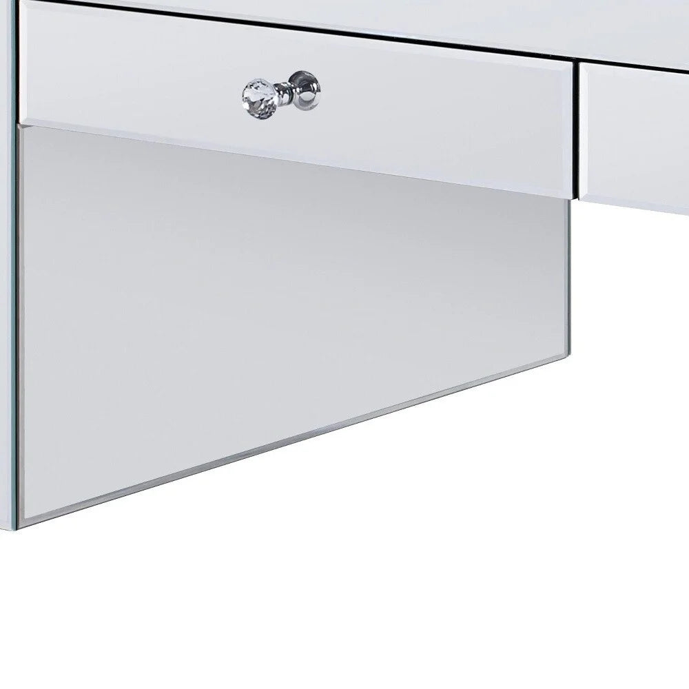 48" Silver Mirrored Coffee Table with Two Drawers B5609