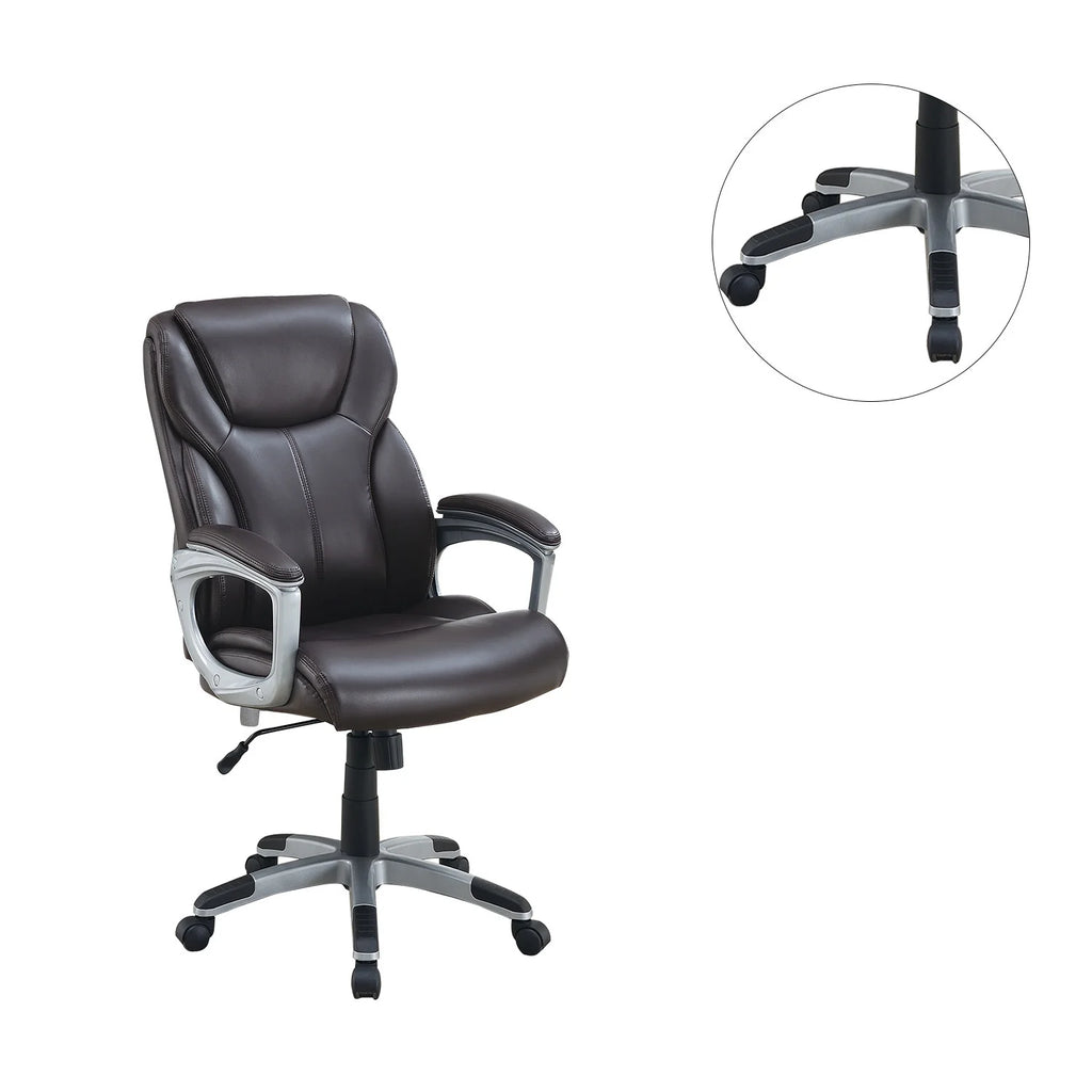 Brown Office Chair with Adjustable Height and Padded Armrests L5289