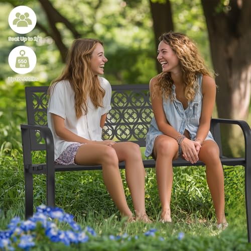 50" Heavy-Duty Metal Weatherproof Outdoor Bench F3093